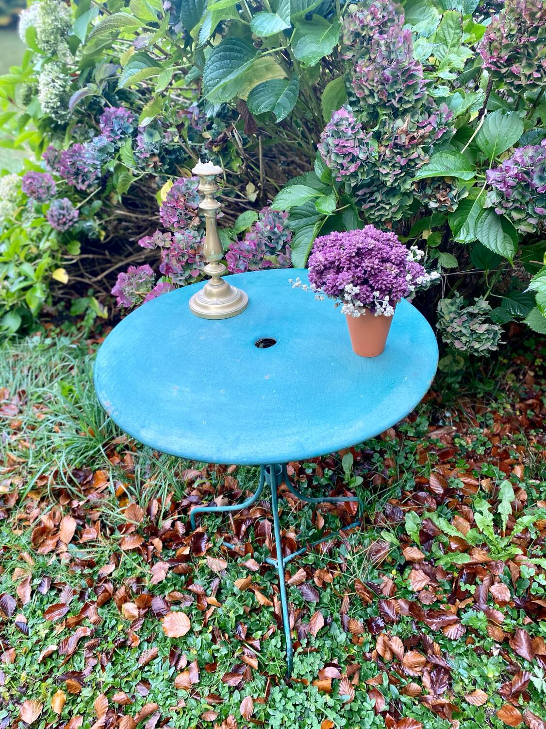 Table de jardin vintage verte