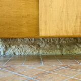 Small vintage row with sliding doors, metal legs Circa 50's