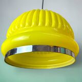 Large Space Age yellow glass hanging light