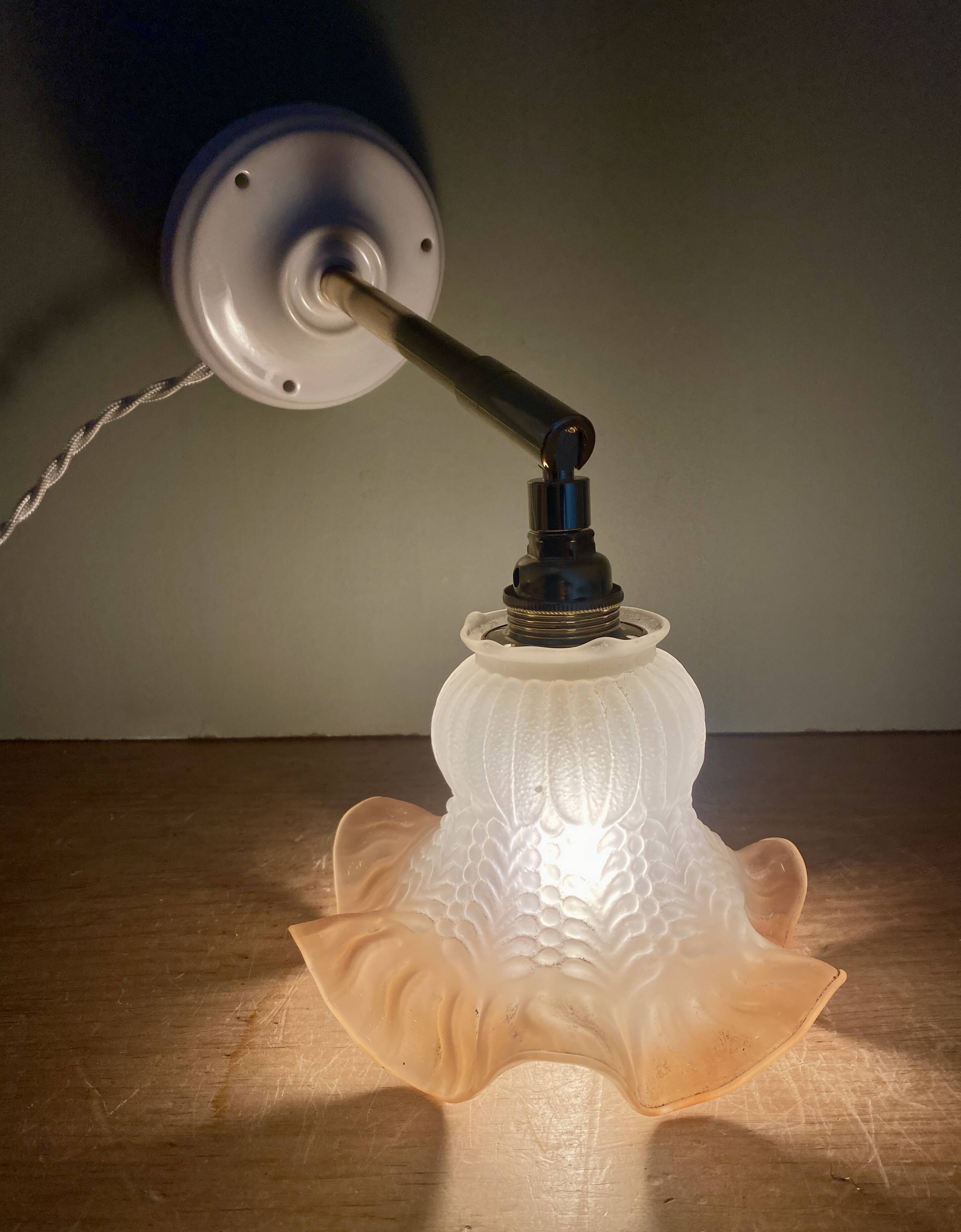 Vintage frosted glass tulip wall lamp