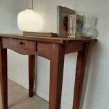 Old solid wood console - drawer - curved line - chic country style