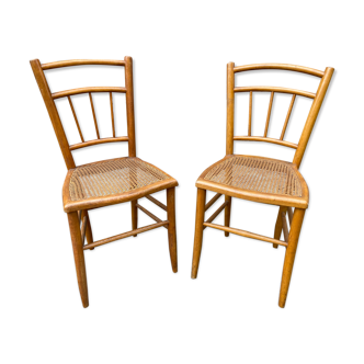 Pair of Viennese bistro chairs Curved wood