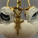 Art Deco chandelier. Marble, solid gilded bronze.