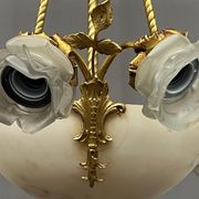 Art Deco chandelier. Marble, solid gilded bronze.