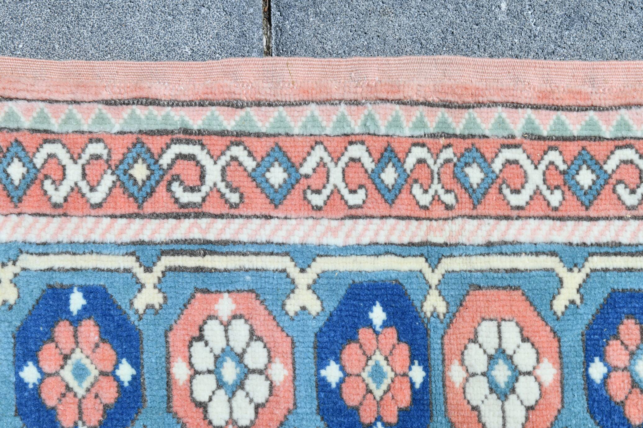 Powder Pink & Soft Blue Vintage Persian Rug, 166x209 Cm