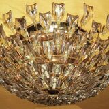 Stilkronen gold-plated brass and crystal glass chandelier, Italy 1970s