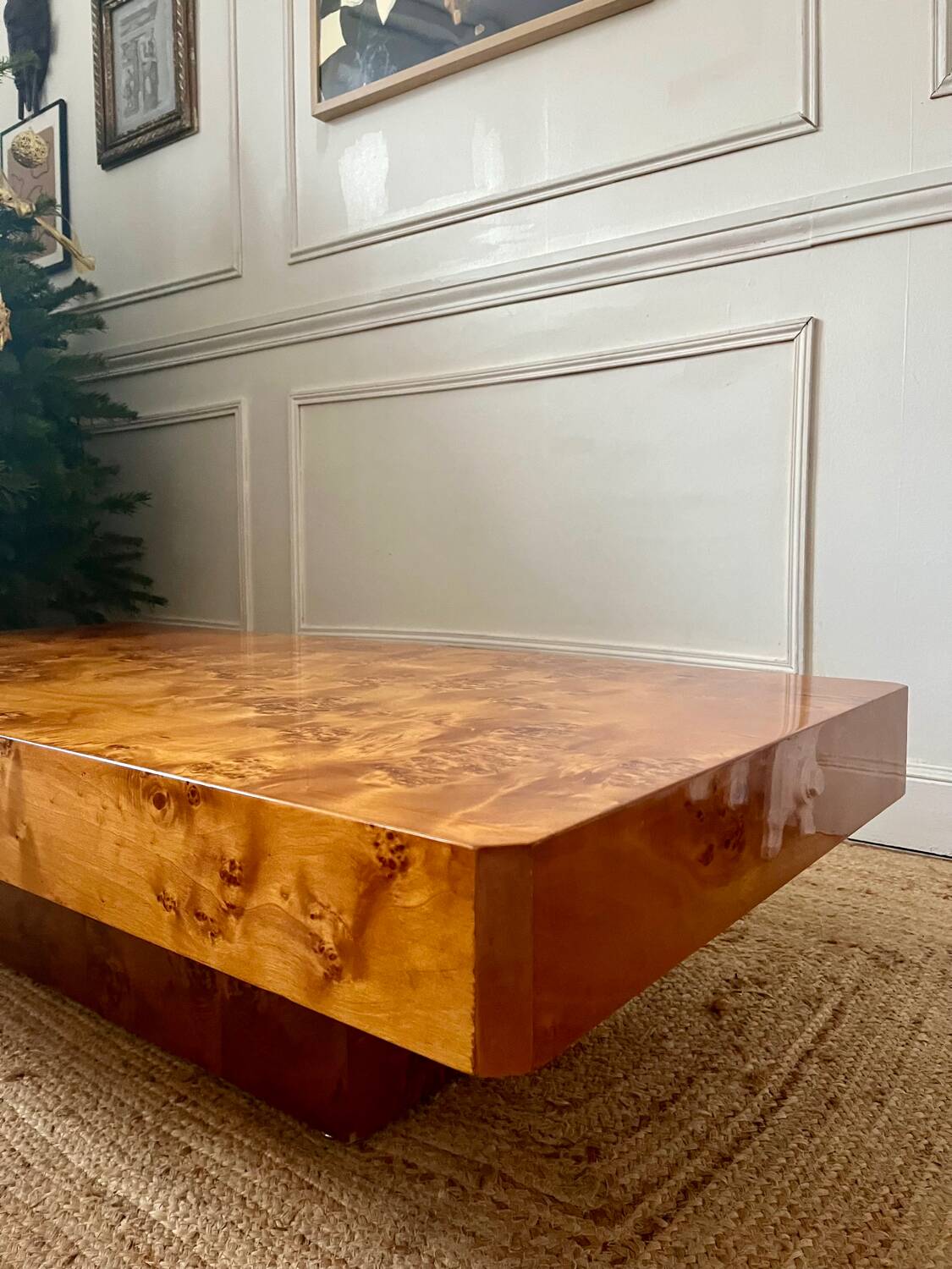 Rochebobois elm burl coffee table, 1970s