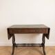 Napoleon III side table or desk in wood and green leather.