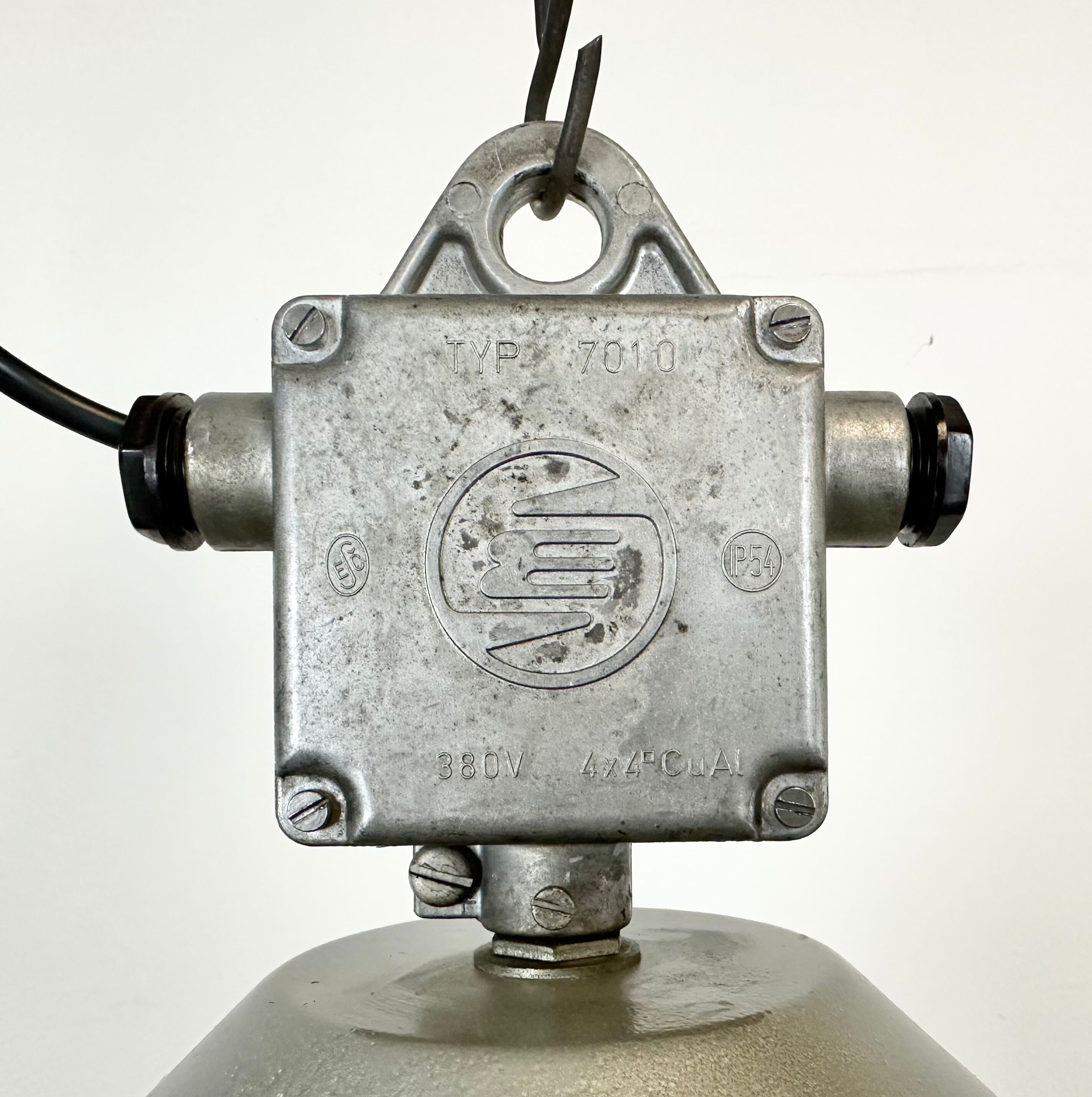 Industrial black enamel pendant lamp from Elektrosvit 1960s