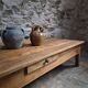 Table basse ancienne en chêne français – Table XXL de ferme du XIXe siècle