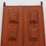 Grandes portes de monastère du XVIIe siècle en chêne laqué terre cuite, Portugal