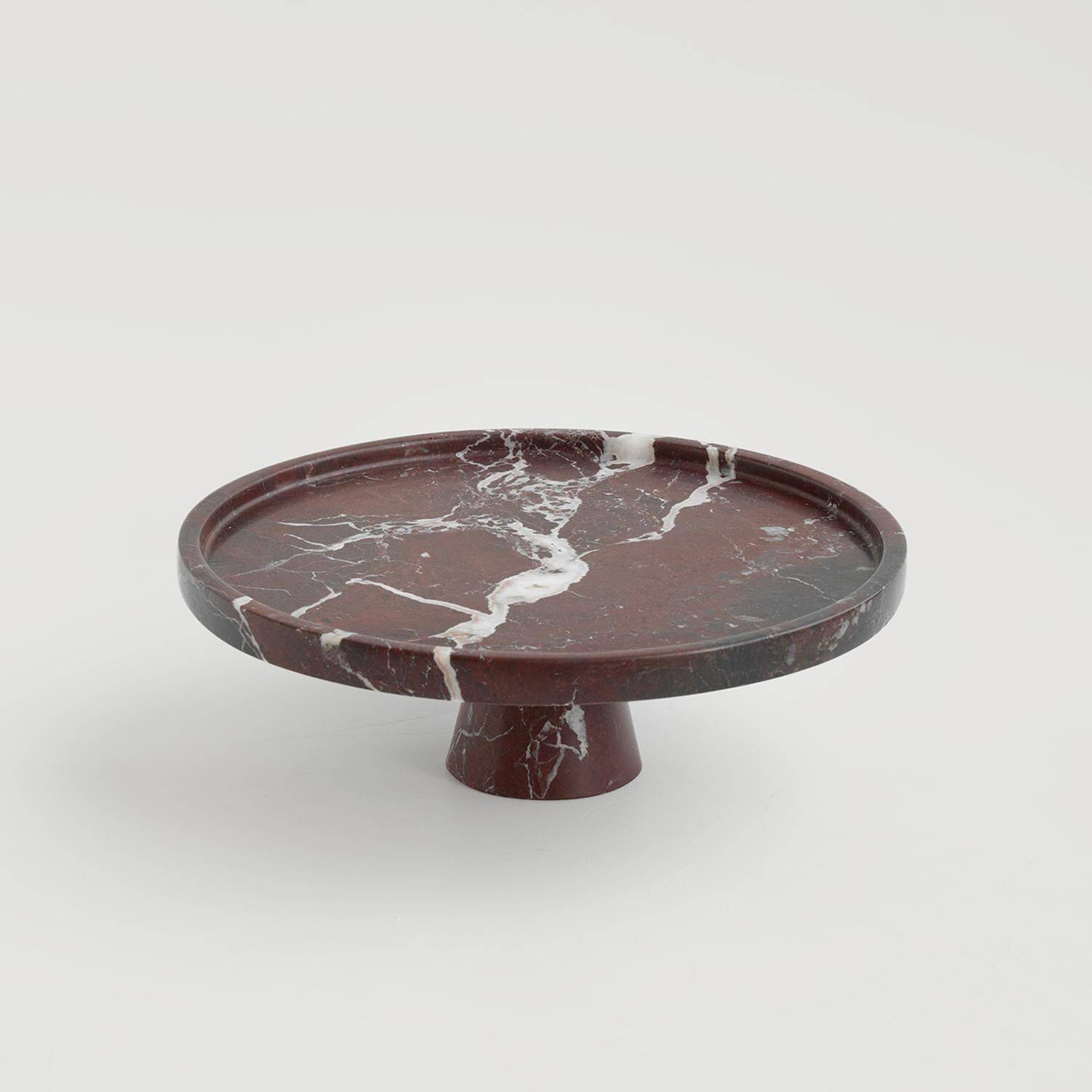 Marble cake stand in Rosso Levanto.