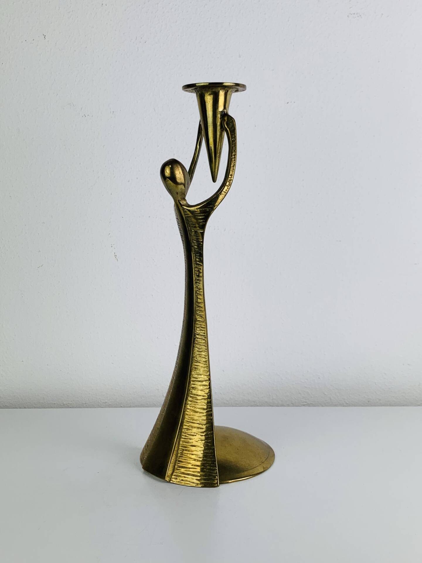 Sculptural brass candle holder, vintage