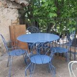 Blue wrought iron garden furniture