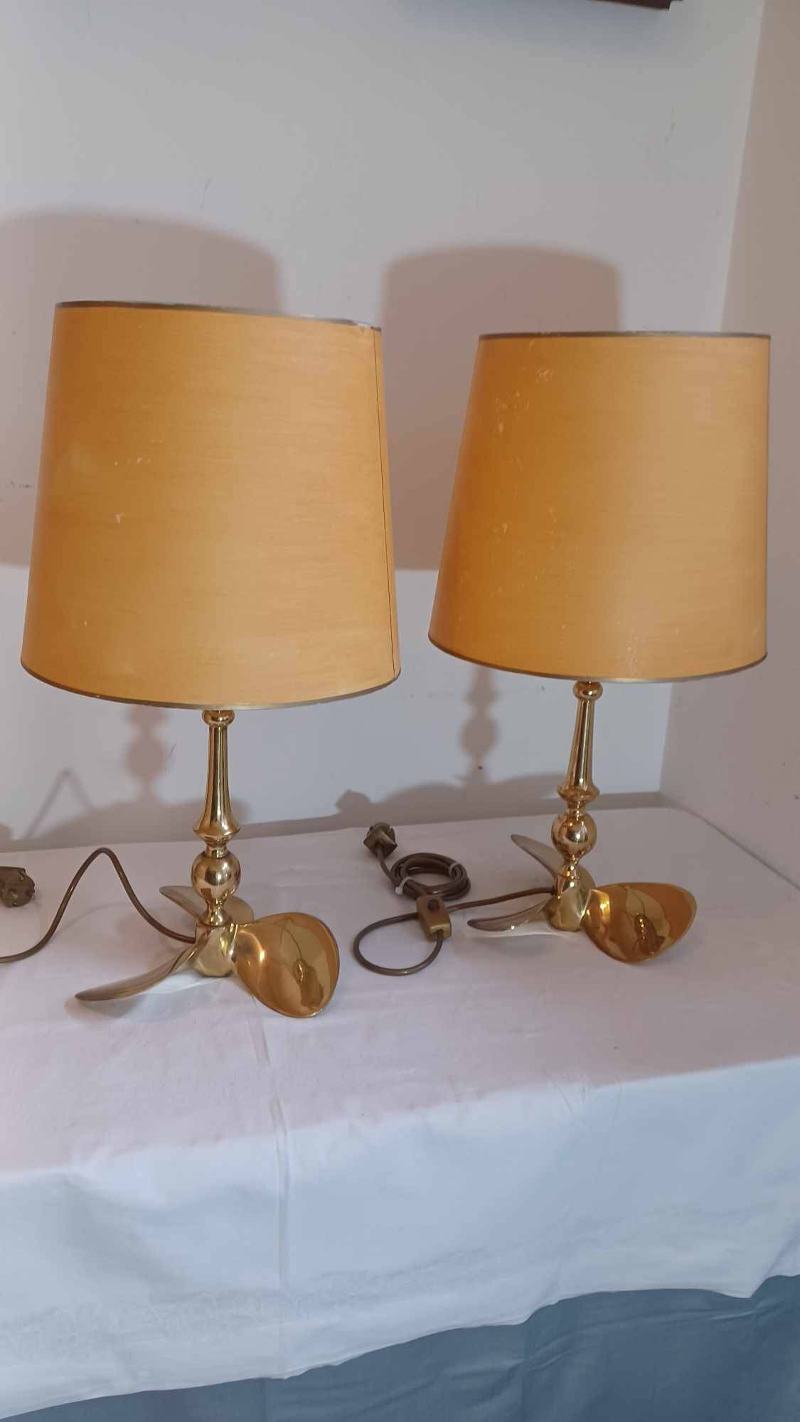 Lot de 2 lampes Hollywood Regency, années 1960/70, en laiton