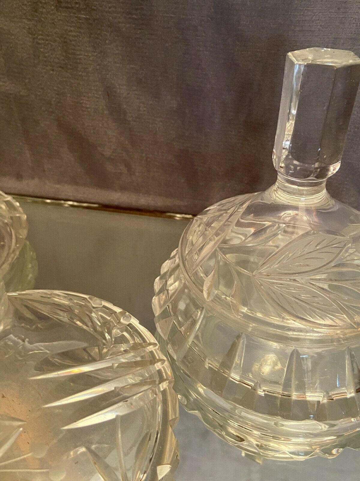 Bohemian crystal set with carved decoration