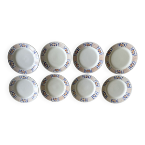 8 assiettes plates anciennes - gien