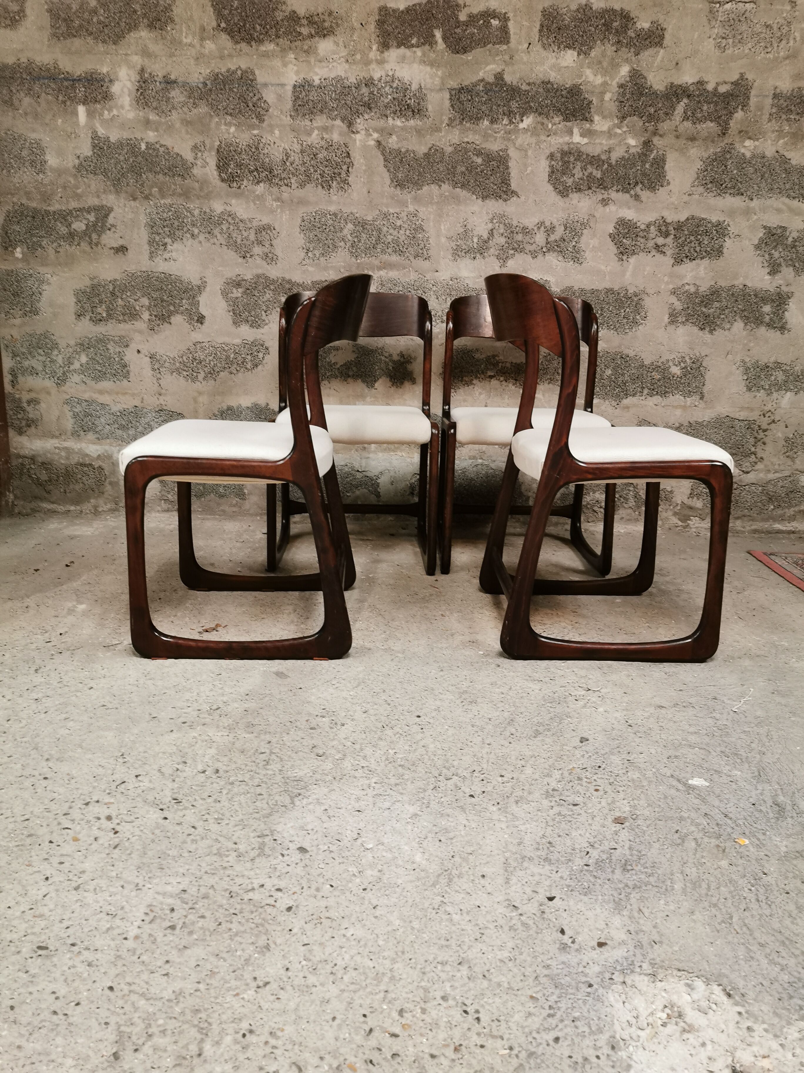 Lot of 4 chairs Baumann sled
