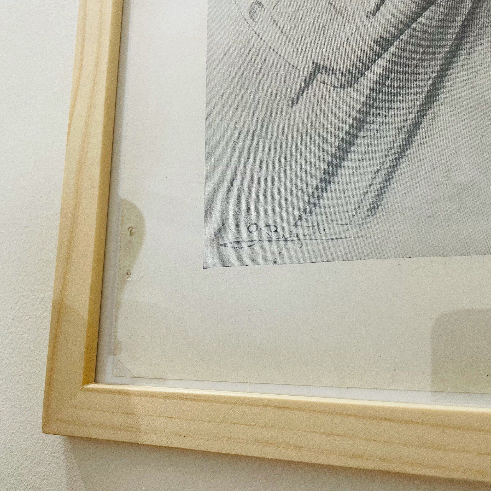 Bugatti car illustration - vintage 1930 - 30x40cm