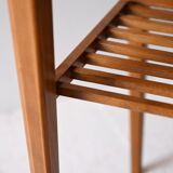 Scandinavian vintage teak nightstand with slatted shelf