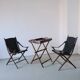 Vintage folding chair and tray table set | Campaign style