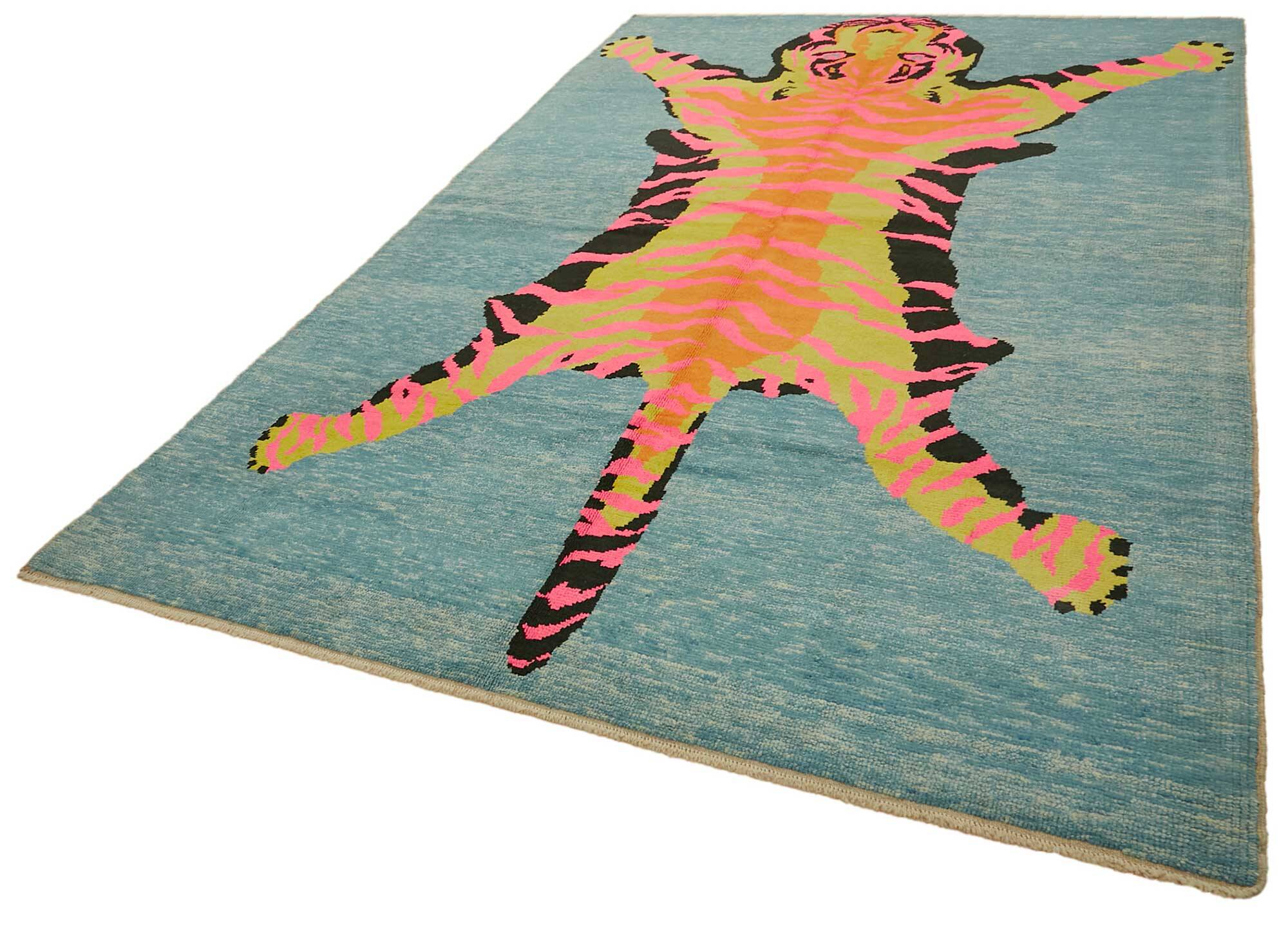 Tapis tigre turc en laine noué à la main 217 cm x 341 cm