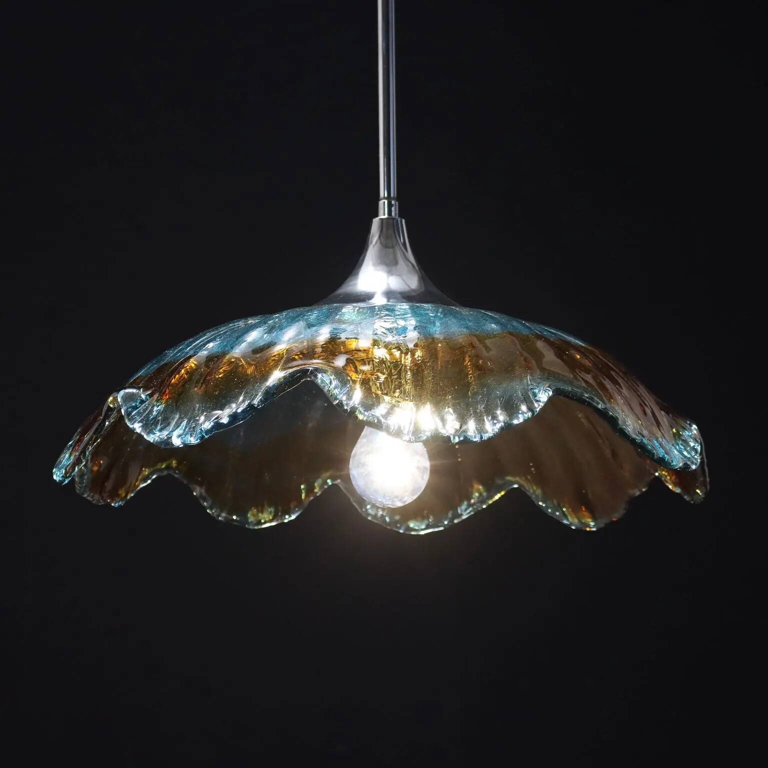 Glass ceiling light, Italy, 1970s
