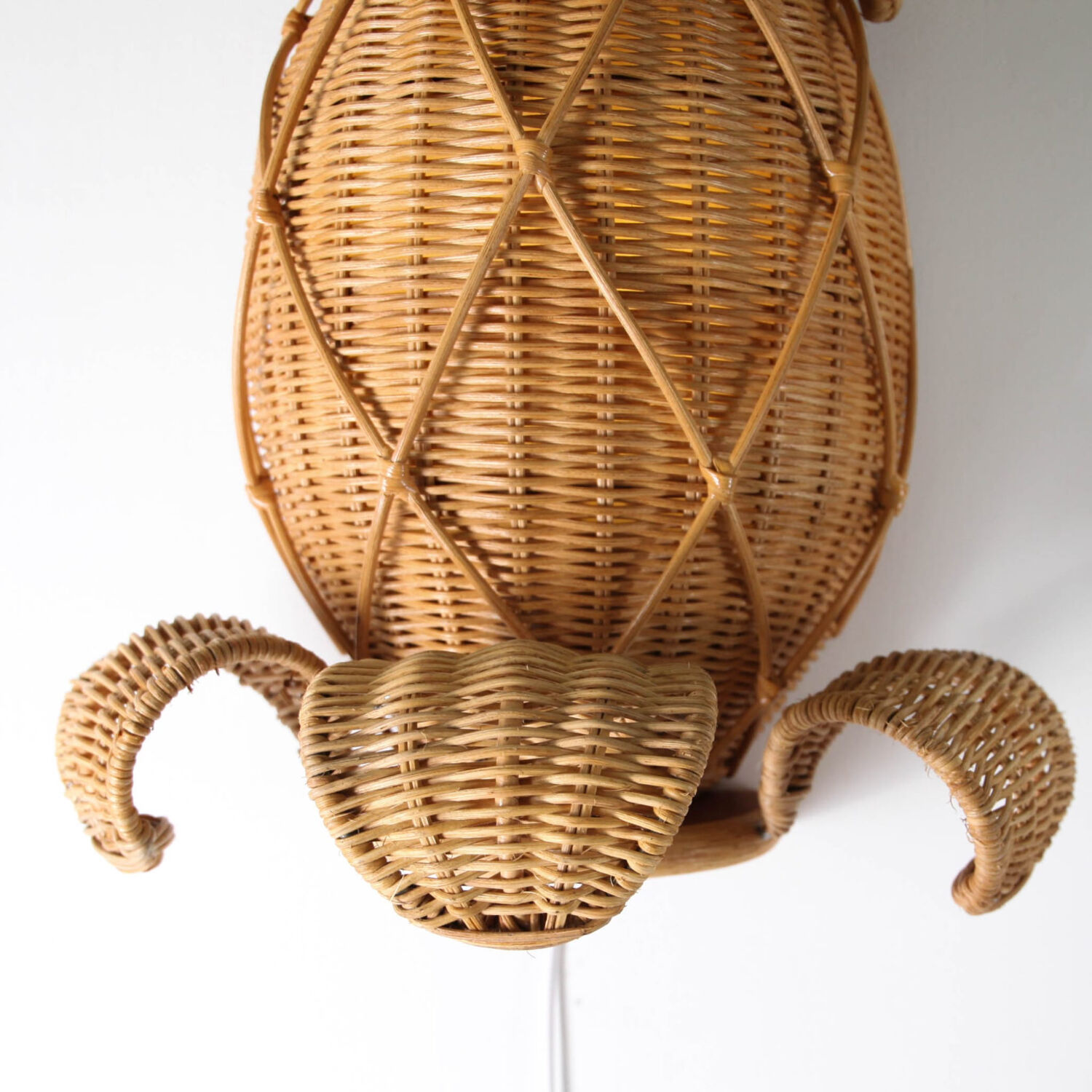 Pair of "pineapple" wall lights in rattan
