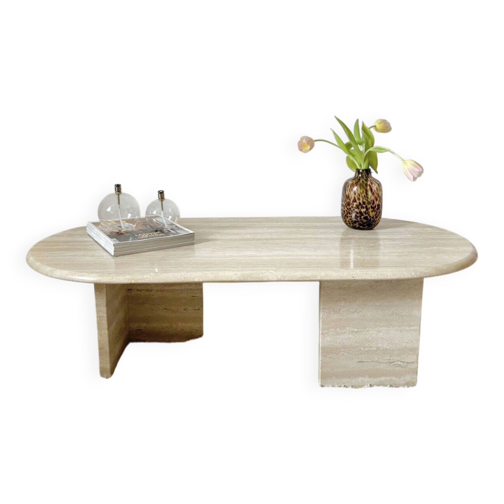 Travertine coffee table