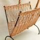 Magazine rack, iron and wicker 60 years