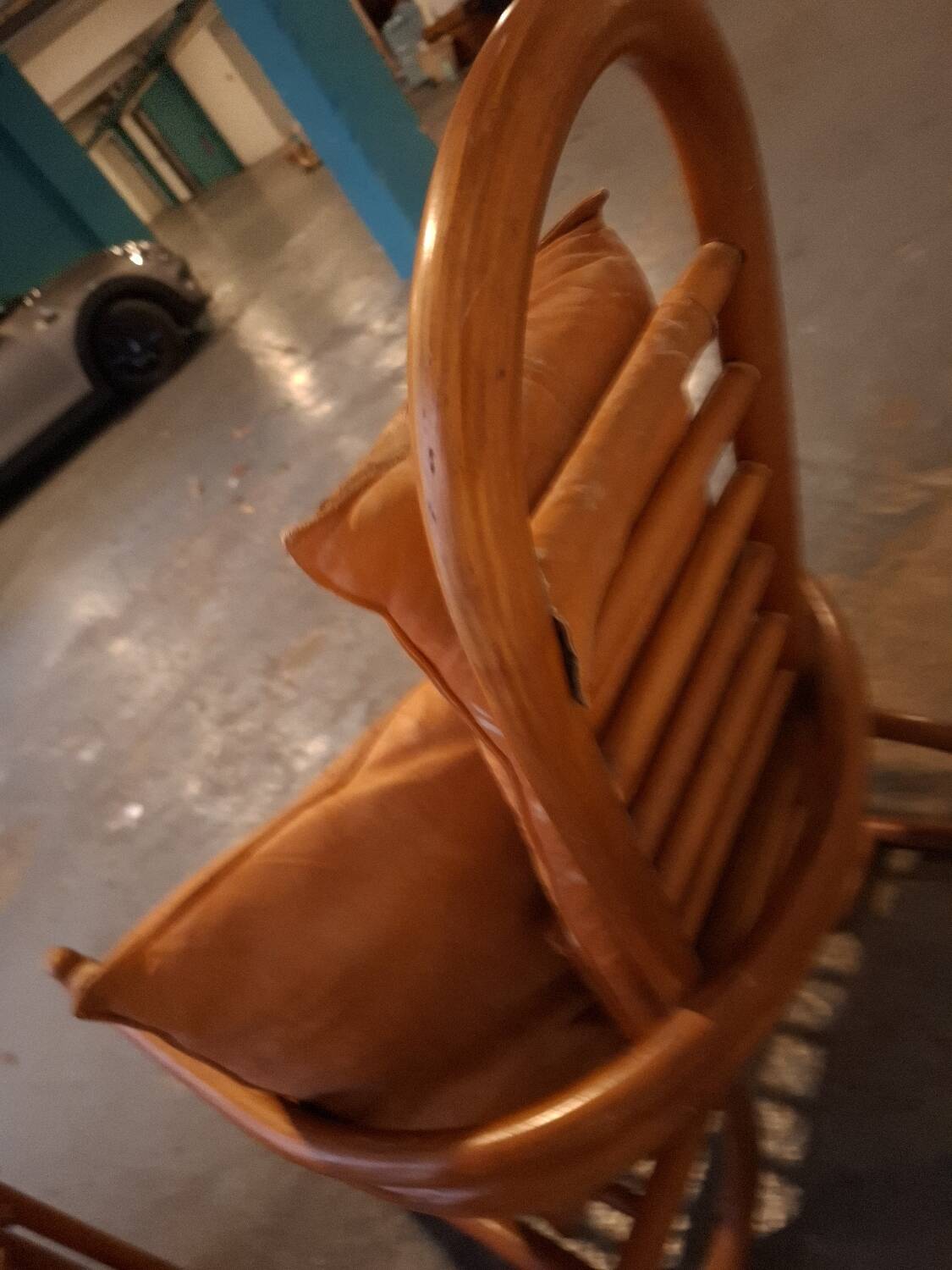 Set de fauteuils en bambou et cuir années 60'S