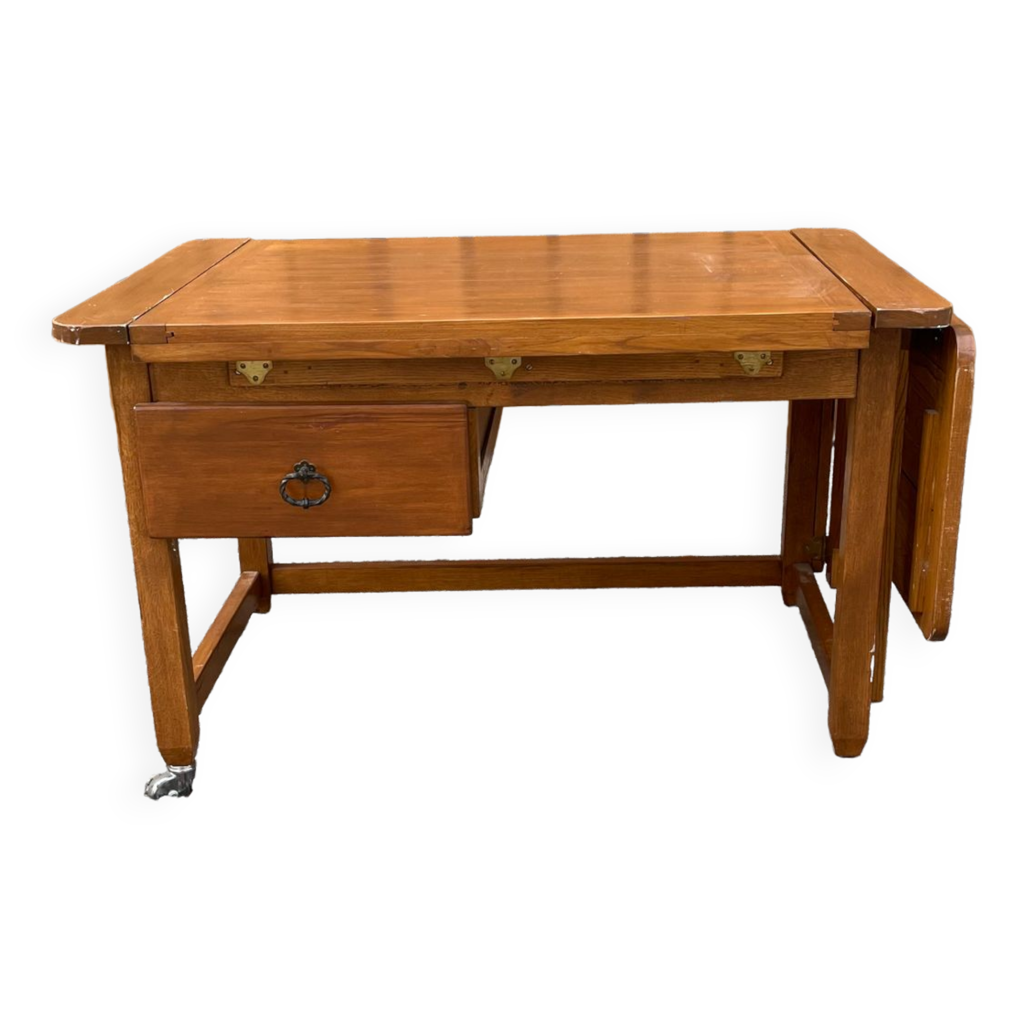 Extendable wooden desk with drawer
