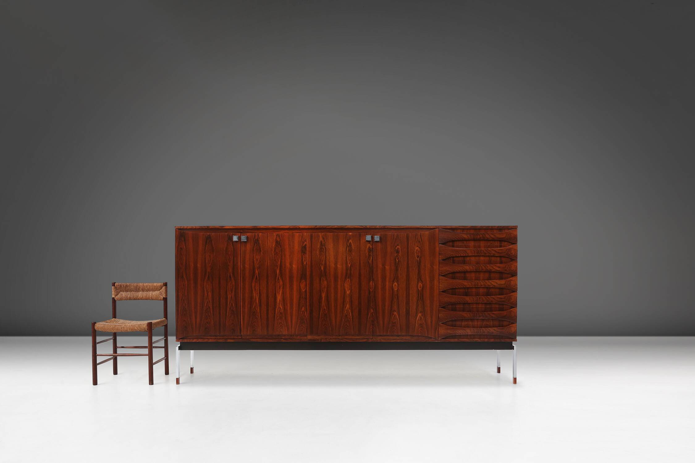 Belgian Mid-Century rosewood highboard 1960