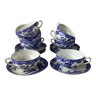 Tasses japonaises bleu cobalt en porcelaine coquille d'œuf