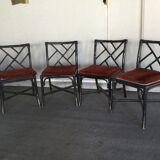 Lot de 4 chaises en bois façon bambou