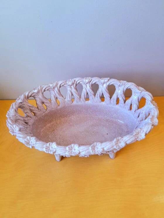 Woven ceramic fruit bowl, Fratelli Fanciullacci 1950