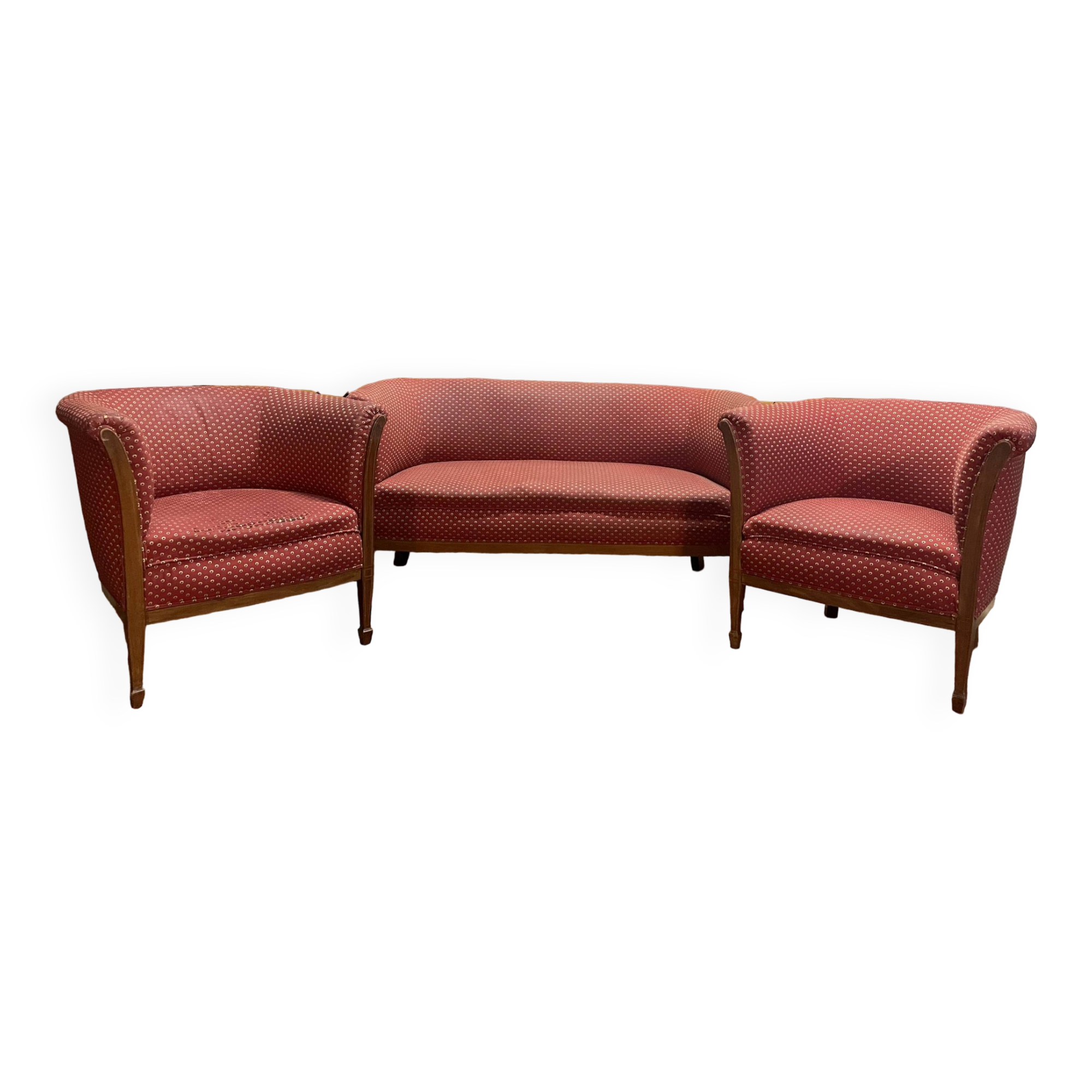 Salon époque Art Déco - Banquette et paire de fauteuils