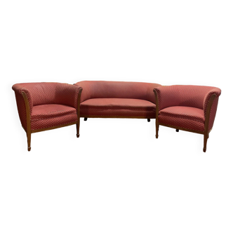 Art Deco period living room - Bench and pair of armchairs