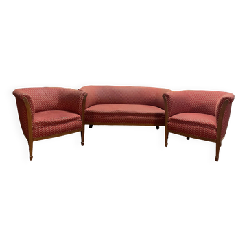Art Deco period living room - Bench and pair of armchairs
