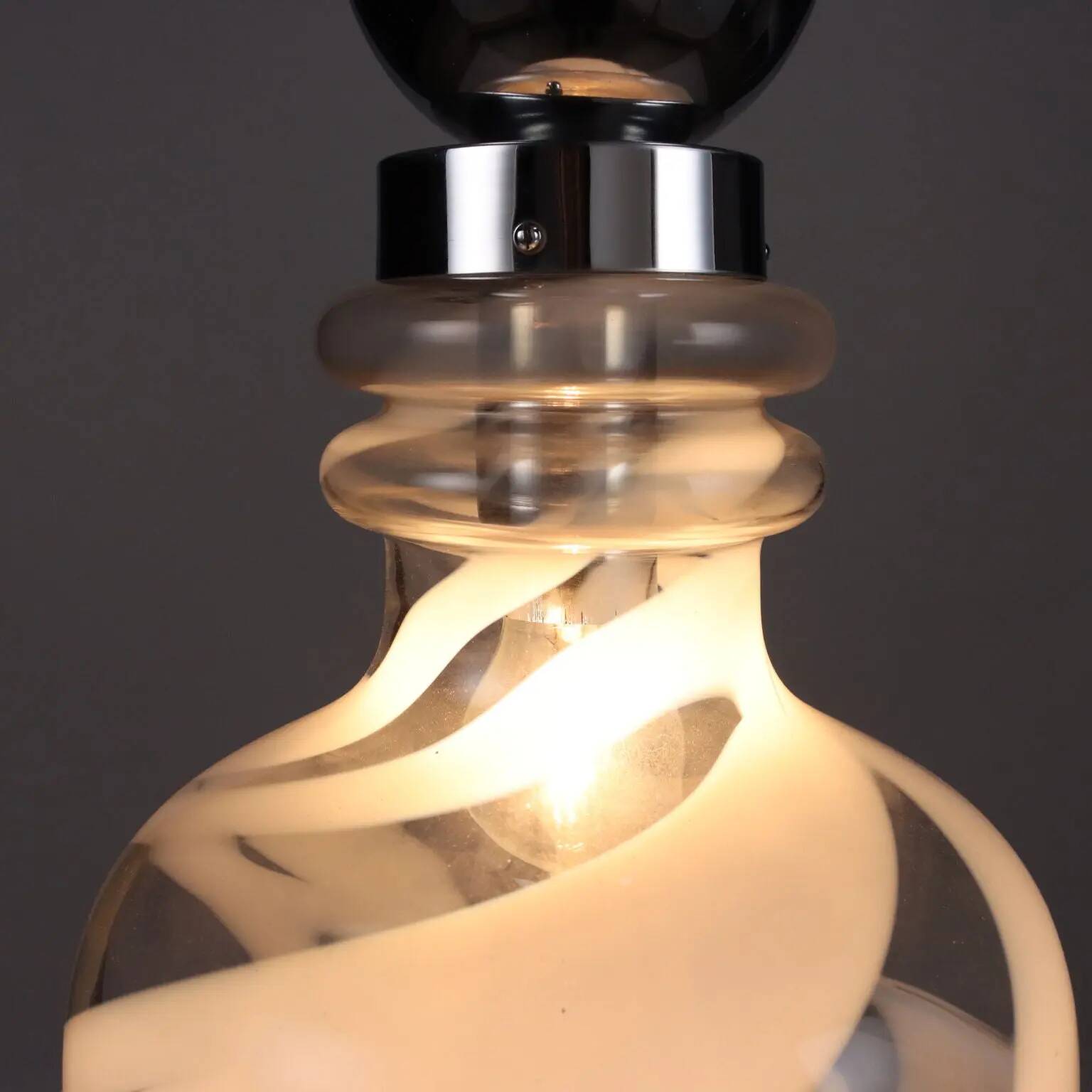 1970s vintage suspension in glass and metal, Italy