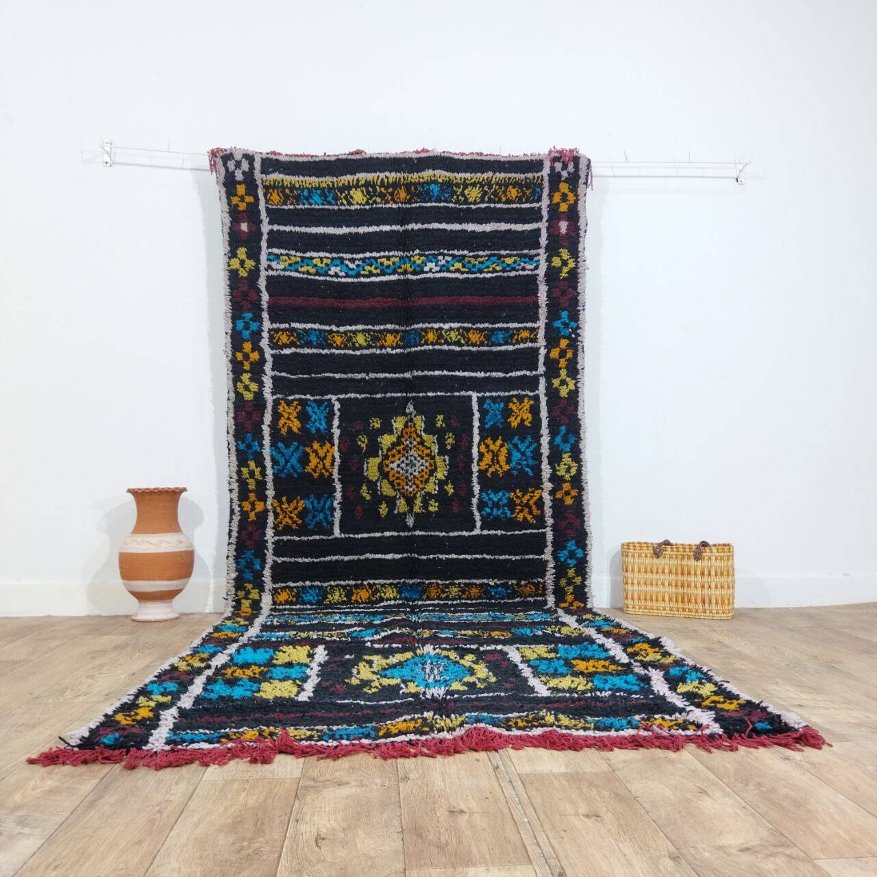 Handmade wool Berber rug 340 X 140 CM