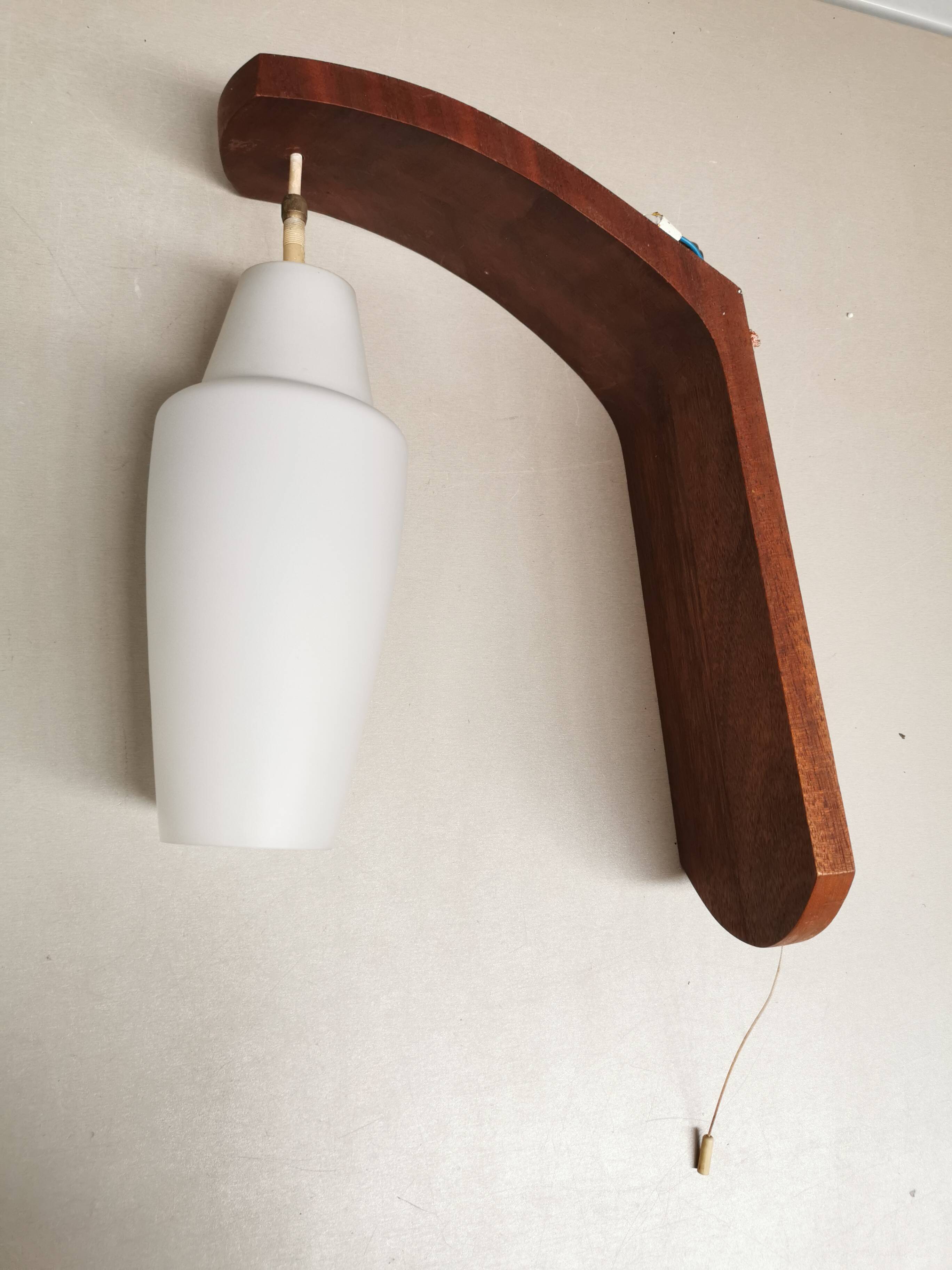 Pair of vintage Scandinavian wall lights. Teak lamp Louis KALFF