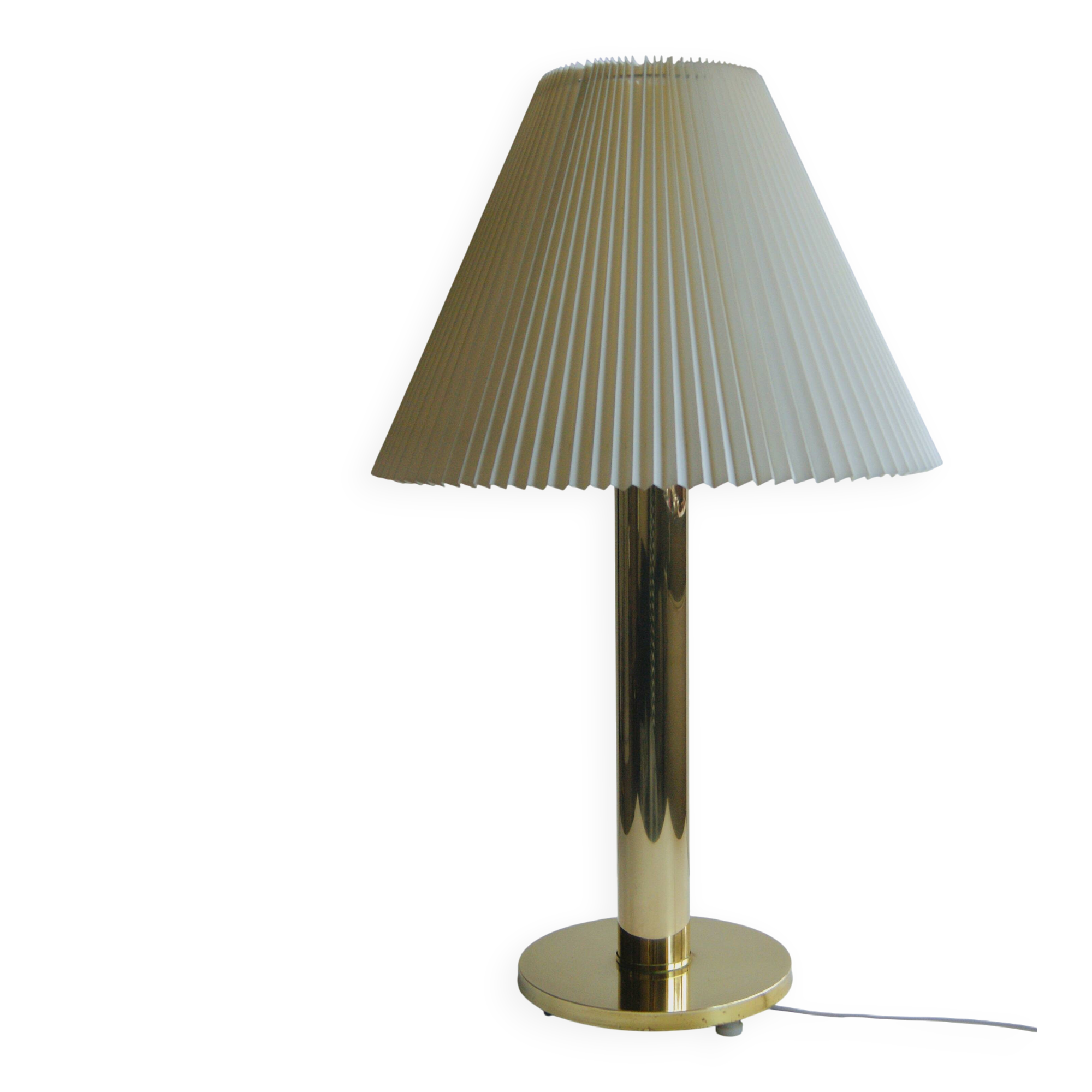 Giant vintage brass table lamp in cylindrical column design. Denmark 1960s
