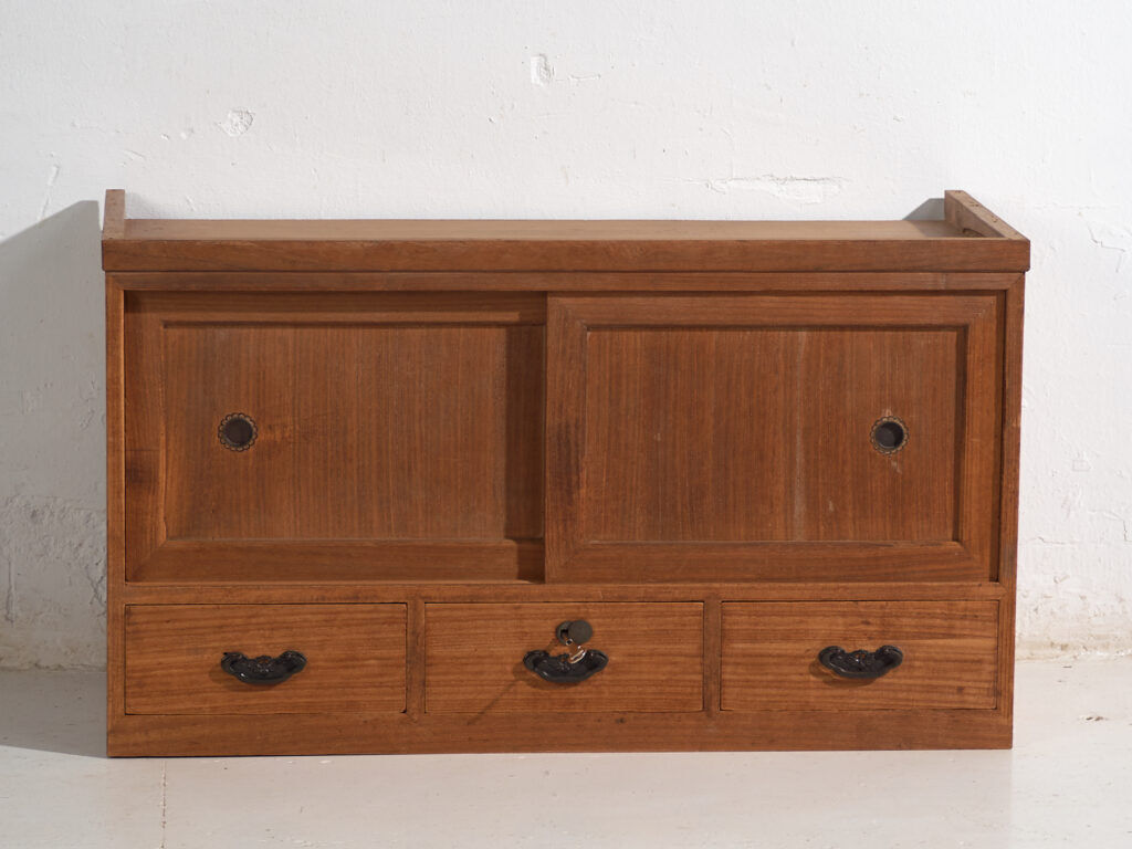 Old low cabinet with sliding doors – Taishō / Showa period (c. 1920-1970) #12