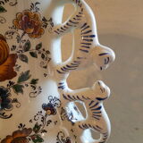 Vase faïencerie Hubert Béquet décor floral anses singes ou chats