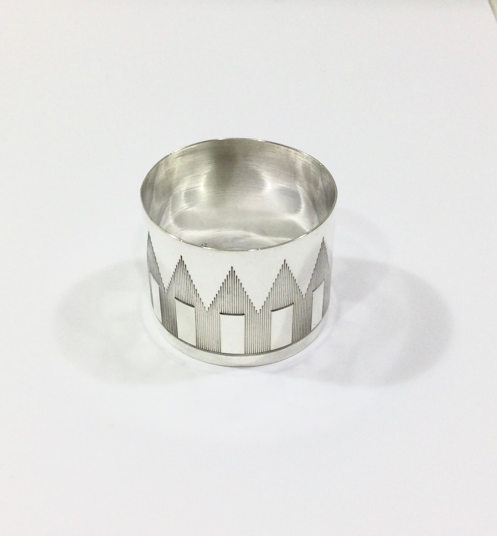 Art Deco silver towel ring