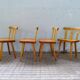 Modern Swedish set of 4 pine dining chairs.