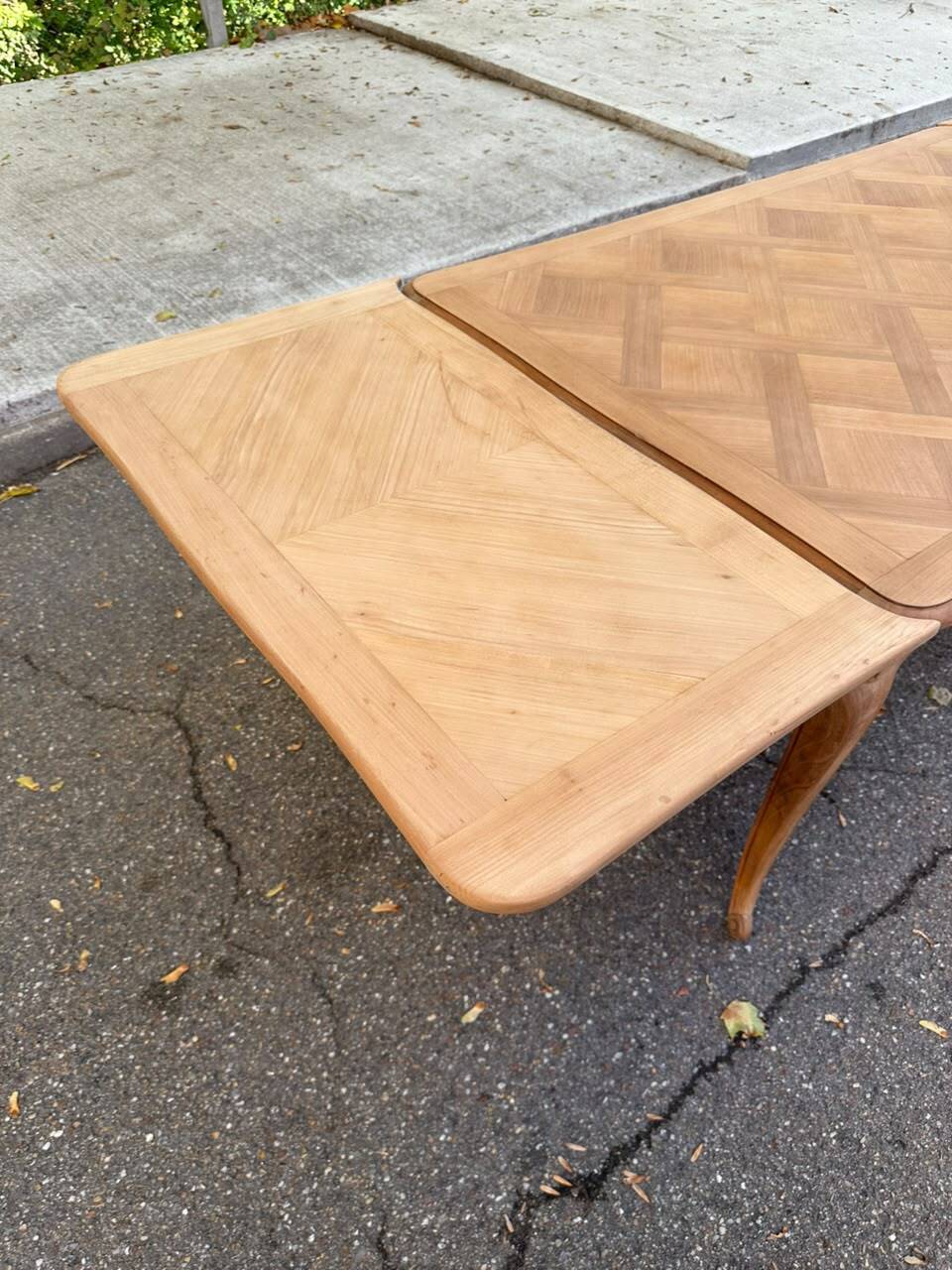 Large Louis XV dining table stripped in solid cherry wood 1970 270cm
