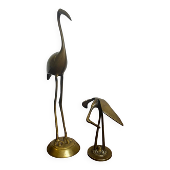 Brass Flamingo Heron Statue