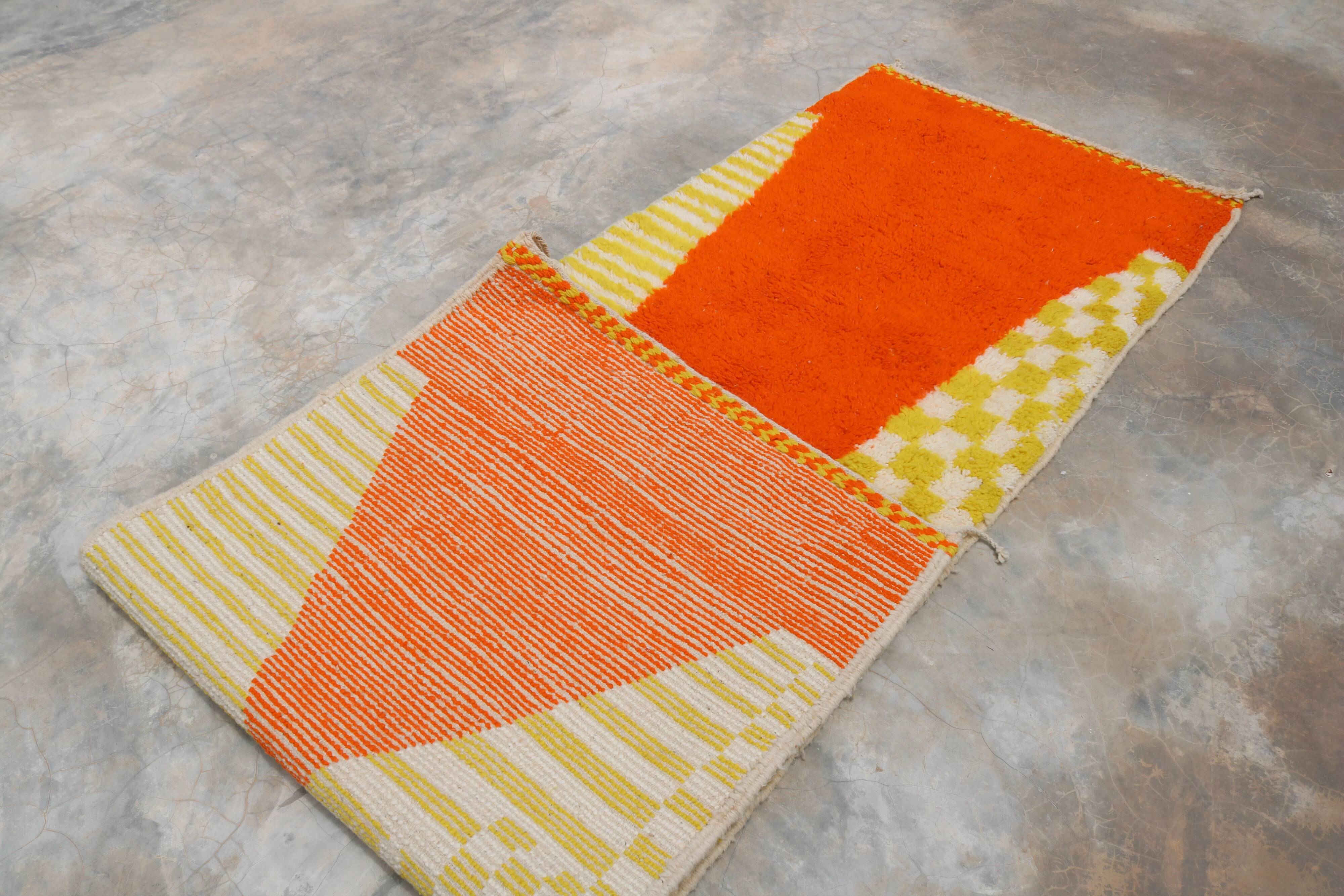 Handwoven coloured wool rug, 300 x 95 cm - R310